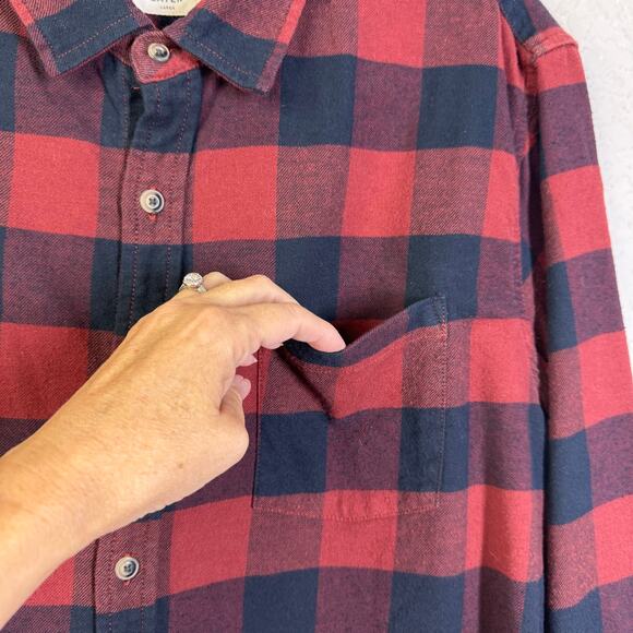 MARINE LAYER Shirt Large Downey Flannel Buffalo Plaid Button Down Front Pocket - Picture 11 of 15